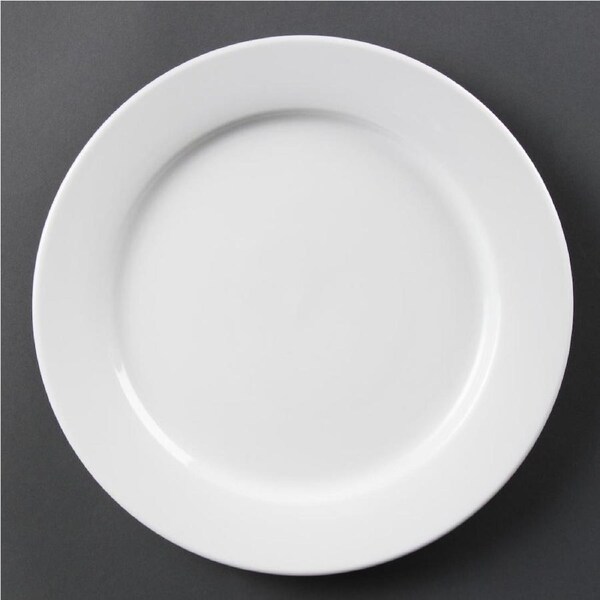 Olympia Whiteware Wide Rimmed Plate - 28cm 11" (Box 6)
