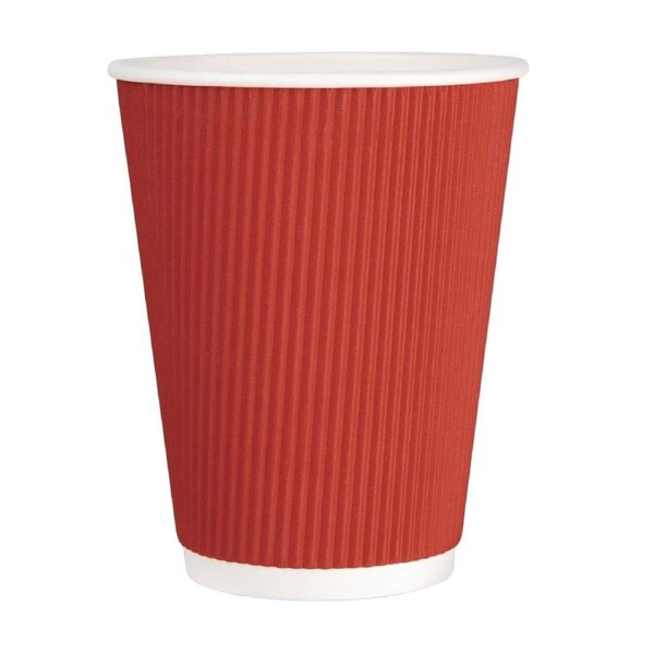 Fiesta Recyclable Hot Cup Ripple Wall Red 12oz (Box 500)