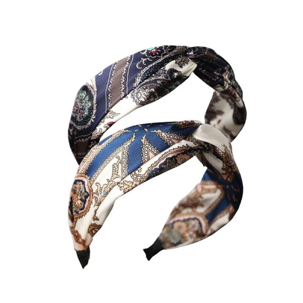 Nevenka 2 Pack Fashion Boho Knotted Headbands for Women and Girls FG60-BlackBlue