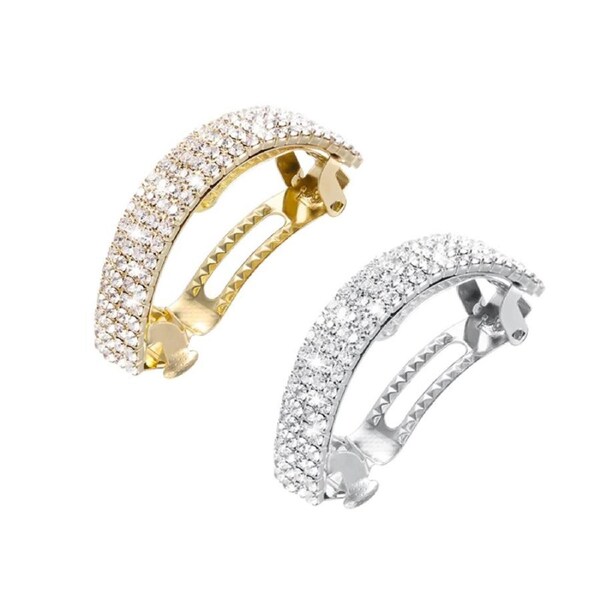 Nevenka 2 Pieces Rhinestone Barrette Shimmering Metal Spring Hair Clip