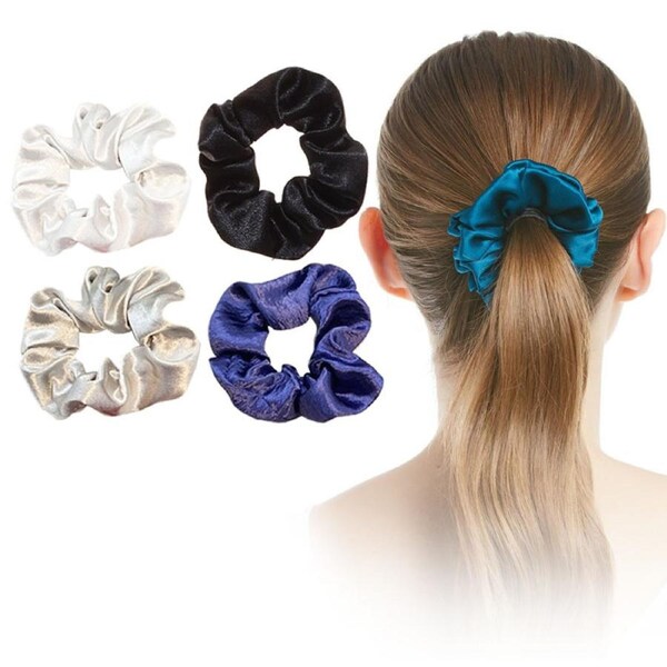 Nevenka 4Pcs Satin Hair Scrunchies for Girls and Women Hair Styling Accessories-C
