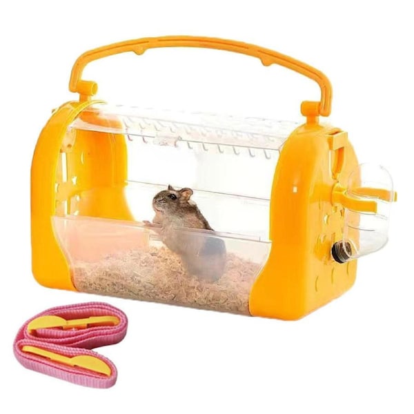 Nevenka Portable Carrier Hamster Case Cage with Strap and Water Bottle-BeltOrange