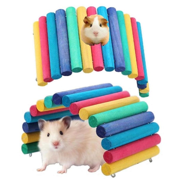 Nevenka 2 Pack Wooden Hamster Ladder Bridge Small Animal Hideout