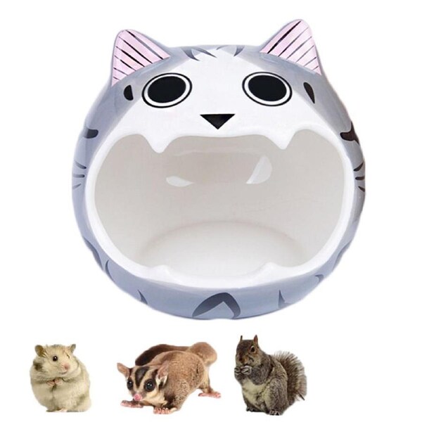 Nevenka Small Animal Ceramic House Summer Cool Hideout-GreyCat