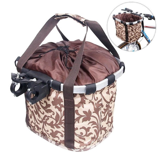 Nevenka Foldable Detachable Travel Bike Basket for Cats Dogs-Coffee