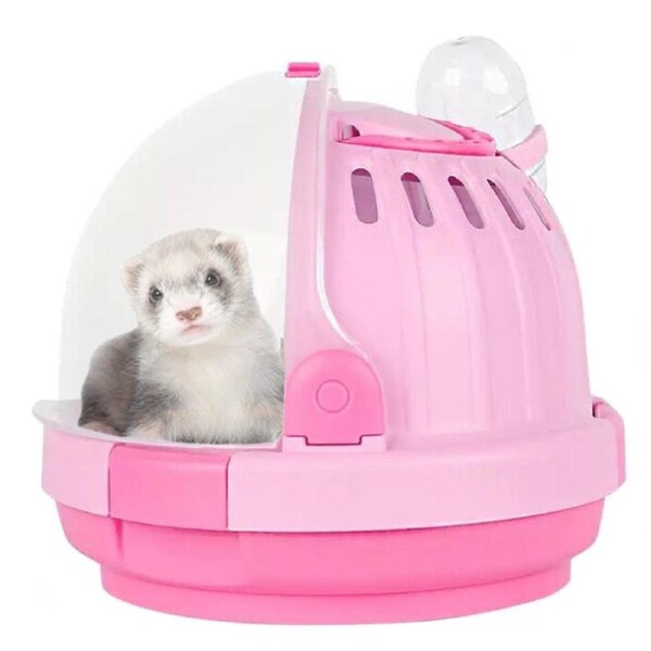 Nevenka Hamster Portable Carrier Cage With 60ml Water Bottle-Pink
