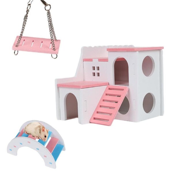 Nevenka 3-Pack Hamster Exercise Toys House Hideout for Small Animal-A