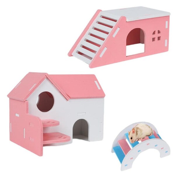 Nevenka 3-Pack Hamster Exercise Toys House Hideout for Small Animal-C