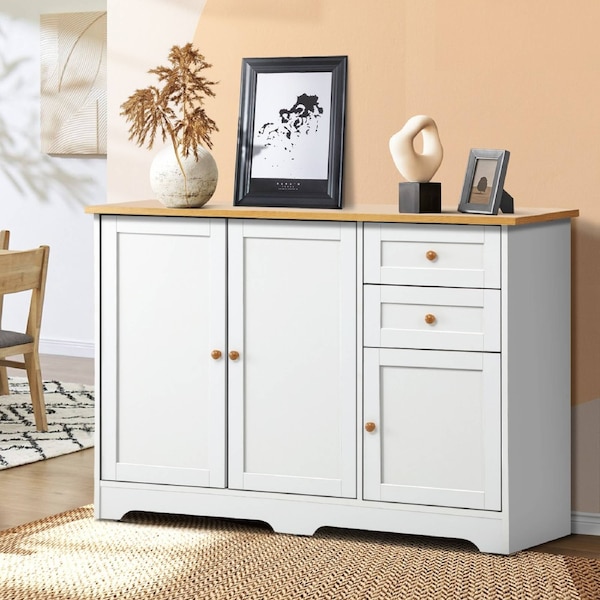 Oikiture Sideboard Buffet Storage Cabinet Cupboard Hallway Kitchen Drawers Table