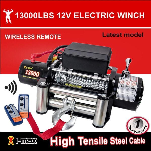 I-Max 12V 13000LBS/5897KGS Wireless Steel Wire Cable Electric Winch 4WD ATV BOAT TRUCK