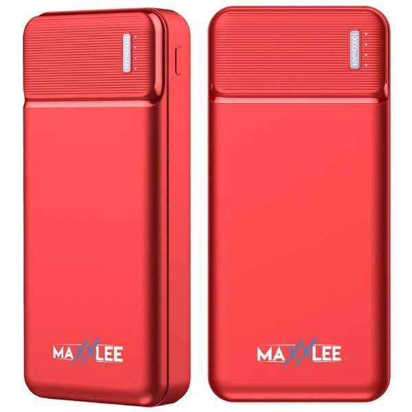 2x Red Maxxlee 10000mAh Slim Power Bank USB