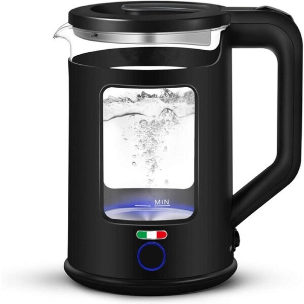 Vintage Electric 1.7L Glass Kettle Boil Dry Protection With Keep Warm Function - Black