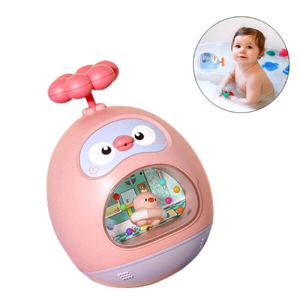 Nevenka Bathtime Fountain Fun Toys for Kids Ages 1-6 Amphibious Tumbler Water Toy-Pink