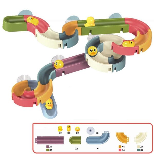 Nevenka 34 Pcs Bath Toys Set for Kids Ages 3-6 DIY Detachable Water Balls Duck Tracks Toys