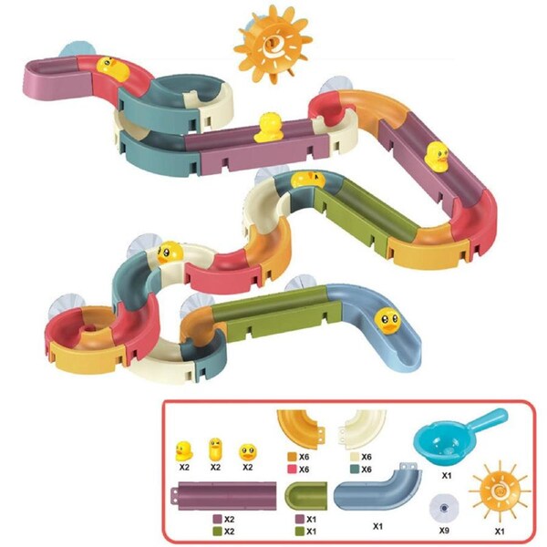 Nevenka 48 Pcs Bath Toys Set for Kids Ages 3-6 DIY Detachable Water Balls Duck Tracks Toys