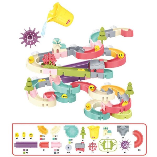 Nevenka 86Pcs Bath Toy for Kids Ages 4-8 Wall Bathtub Water Polo Slide Detachable Shower Gift