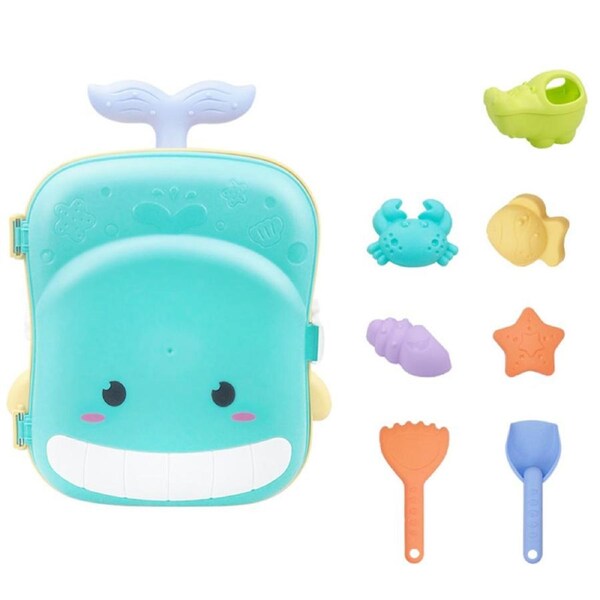 Nevenka 8 Pcs Kids Beach Toy Set Portable Trolley Case for Beach Park-GreenWhale