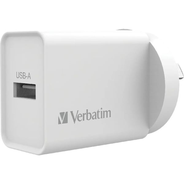 Verbatim USB AU/NZ Plug Wall Phone Charger/Charging Brick Single Port 2.4Amp