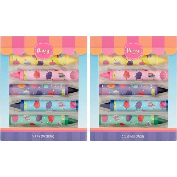 10pc Flossy Fun Kids/Childrens Bath Time Washable Drawing Crayons Sticks 4g 3y+