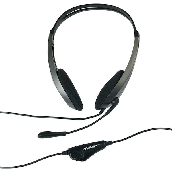 Verbatim Lightweight Multimedia/Gaming/Audio Headset w/Microphone/3.5mm AUX BLK