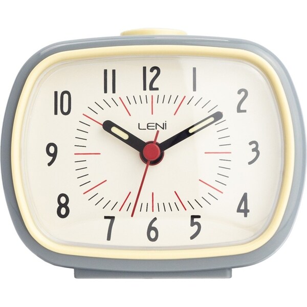 Leni Retro Analogue Alarm Clock Glow in the Dark Home/Room Decor Slate Grey