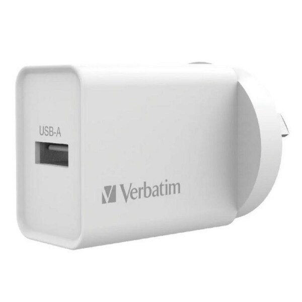 Verbatim USB Charger Single Port 2.4A White Single Port Wall Charger [66590]