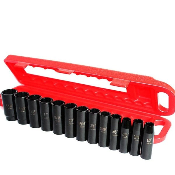 13 pcs 1/2 inch Deep Imperial Impact Socket Set SAE