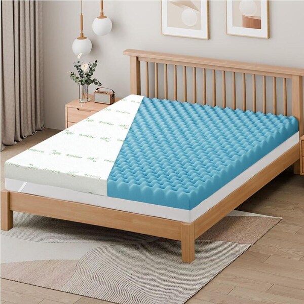 8cm STARRY EUCALYPT Memory Foam Topper Cool Gel Bamboo Cover Underlay King Single