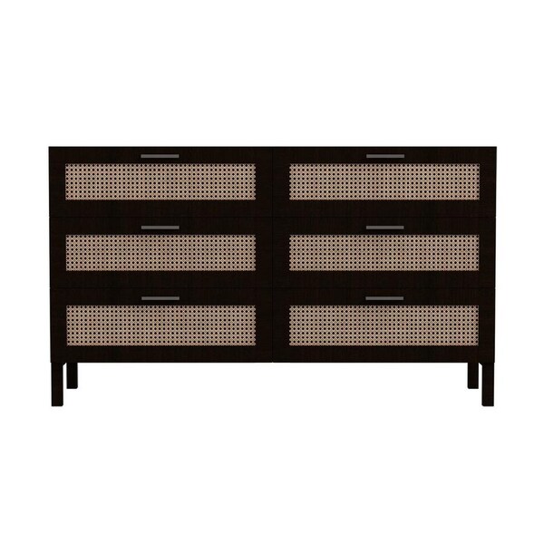 Casa Decor Tulum Rattan 6 Chest of Drawers Cabinet Bedroom Storage Tallboy Black