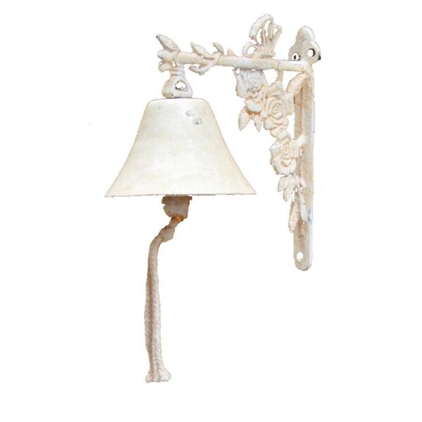 Mr Gecko Cast Iron Door Bell Flower Design Hand Made Antique White Good Sound