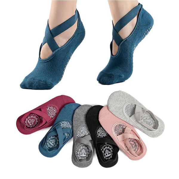 6 PCS Yoga Socks for Women Non-Slip Grips&Straps-6 color
