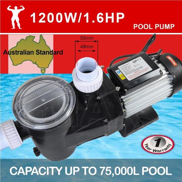TDKMAN 1200W Swimming Pool Pump Spa Water Electric Self Priming Flow 27600L/H