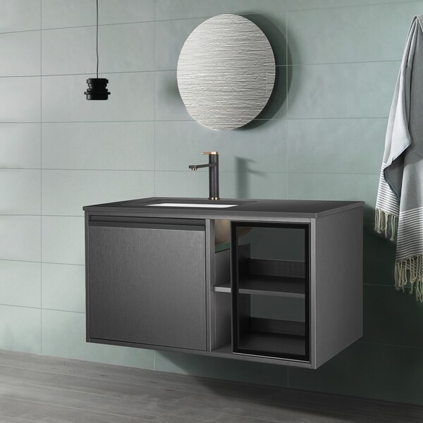 ACA 900x505mm Wall Hung Bathroom Vanity Cabinet & Ceramic Counter Top Basin