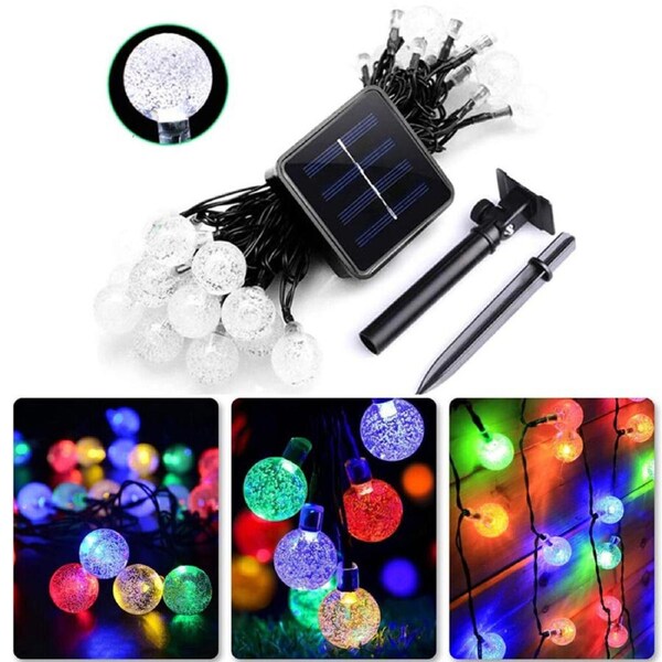 Ozoffer 50LED Solar Globe String Fairy Light Outdoor Festoon Party Garden Tree Decor