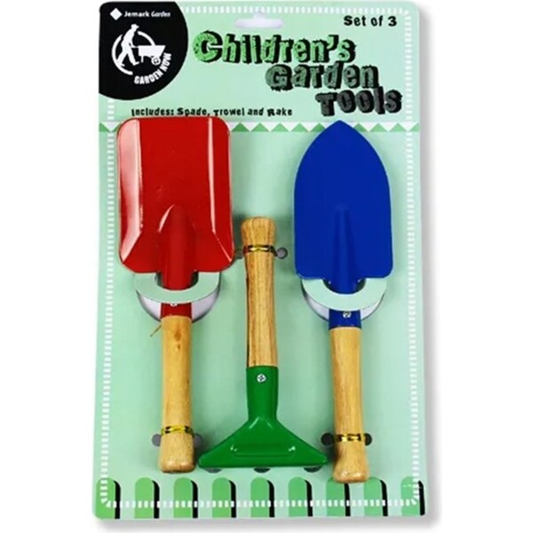 3pcs Set Kids Garden Tool Metal Spade Trowel Rake Outdoor Gardening 15-20cm