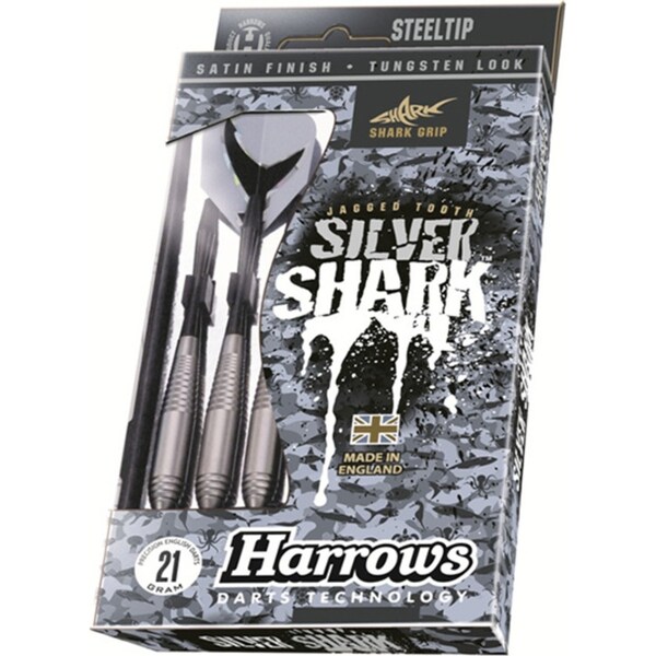 Harrows Silver Shark Speedline Hologram Flight Tungsten Look 21g Steel Tip Darts