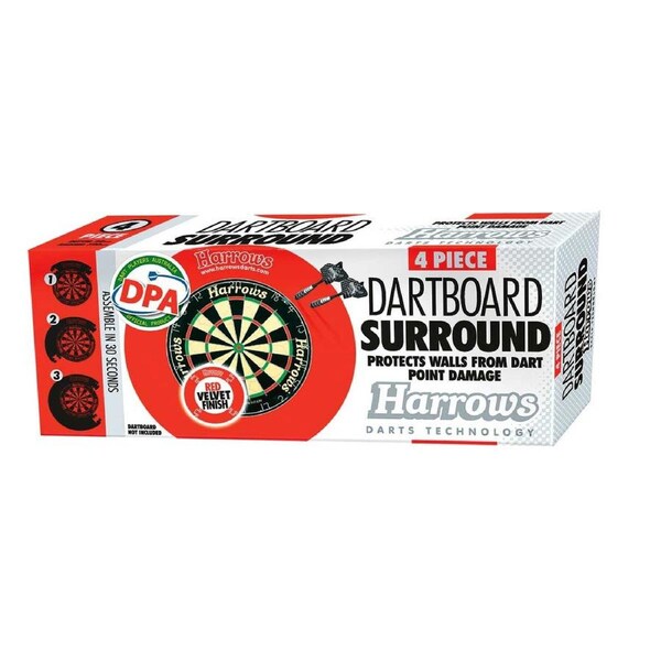 4pc Harrows Dartboard Surround Double-Sided Wall Protector Velvet Cover Red