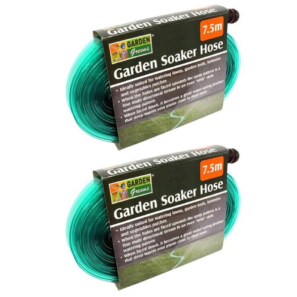 Garden Greens? 2PK Hose Garden Soaker Tube UV Treated Lawn Garden Beds 7.5m