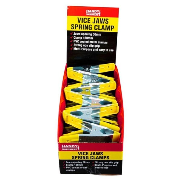 Handy Hardware 4PK Spring Clamps Metal Jaws With Rubber Sleeve Tips Heavy Duty