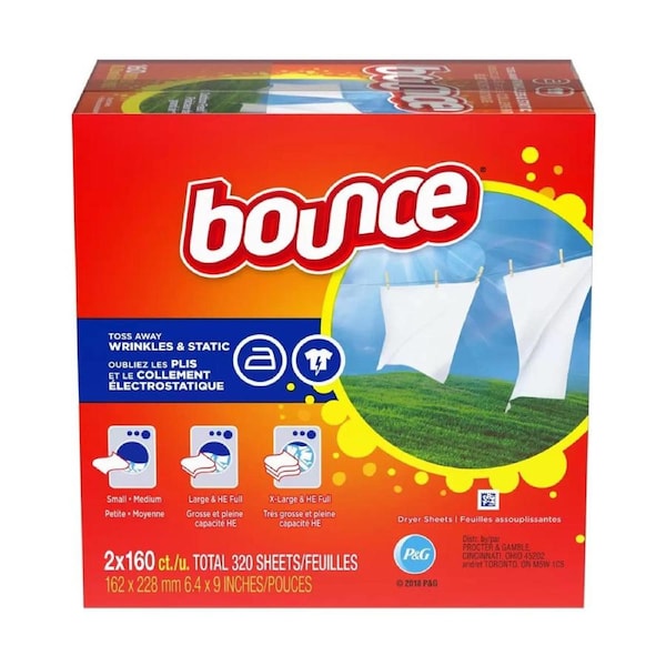 Bounce Fabric Softener Tumble Dryer Sheets Outdoor Fresh Clothes 4 x 160 Sheets