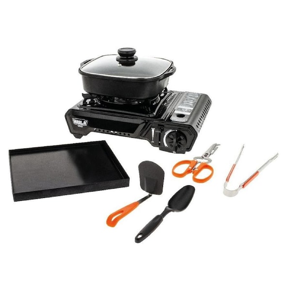 Hulk 4x4 Portable Gas Stove Mega t Camping Cooking Kit w/ Pot/Lid/Tools/Case