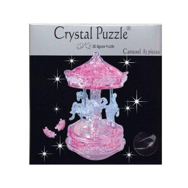 3D Pink Carousel Crystal Puzzle