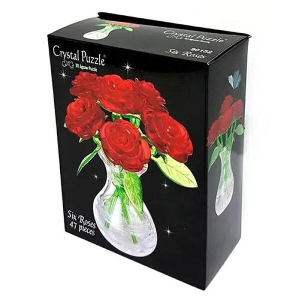 3D Red Roses 6 Crystal Puzzle