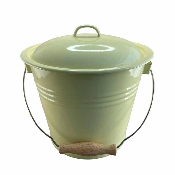 Falcon Vintage Style Enamel Kitchen Scraps Bucket Yellow with Lid
