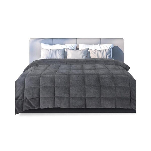 Quilt Doona Comforter Blanket Velvet Winter Warm King Bedding Grey 500GSM