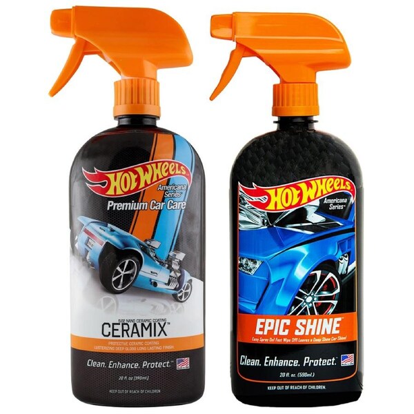 Hot Wheels 590ml Americana Ceramix & Epic Shine After Wash Car Cleaner Spray