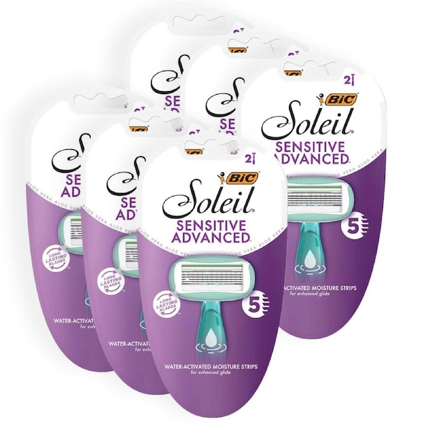 12pc Bic Soleil Womens Sensitive Comfort Shield 5 Blade Advance Razor Shaving