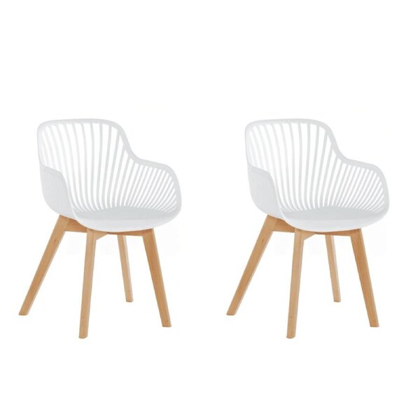Design Square Set Of 2 Amira Kitchen Dining Chairs W/ Arms - White/Oak