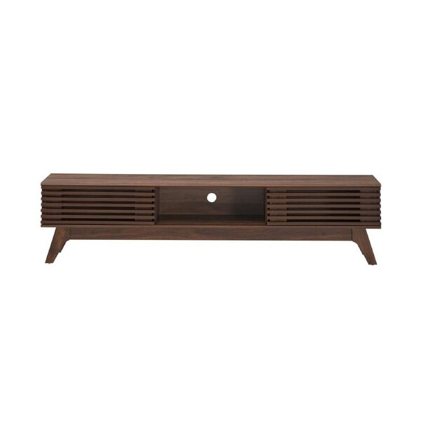 Design Square Camille Wooden Lowline Entertainment Unit TV Stand 180cm W/ 2-Doors - Walnut