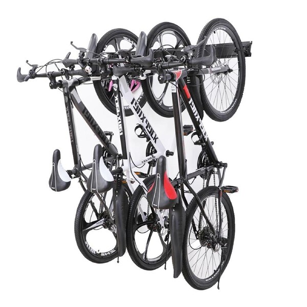 Bike Storage Rack Wall Mount Garage Vertical Bike Hanger Rack For 6 Bikes Adjustable Hooks Fits All Mountain and Road Bike Up to 20kg Per Hook Space Saving